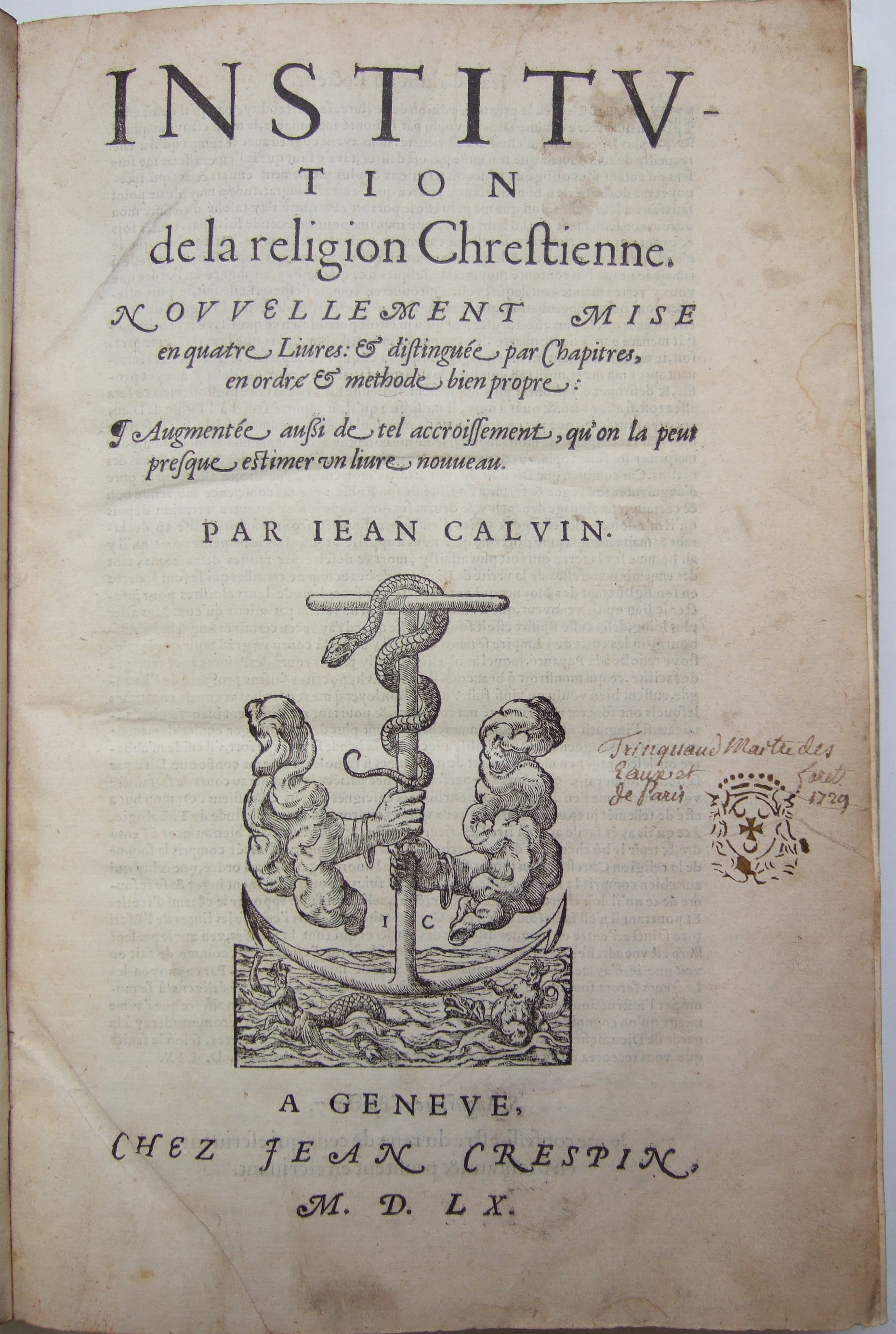 Calvin’s Institutes Of The Christian Religion, Jean Crespin Edition ...